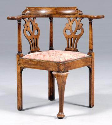 Appraisal: Queen Anne elmwood corner chair elm and other mixed woods