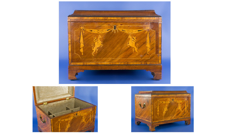 Appraisal: Georgian Mahogany Wine Cooler Inlaid And Crossbanded In Satinwood Shell