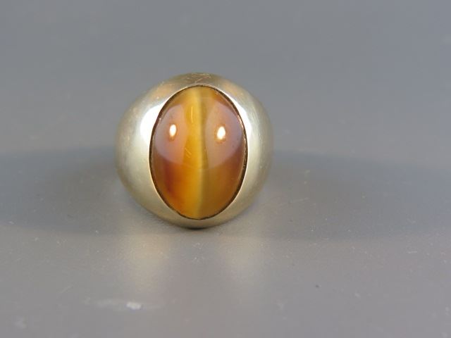 Appraisal: Man's Tiger's Eye Ring oval cabochon gem mm x grams