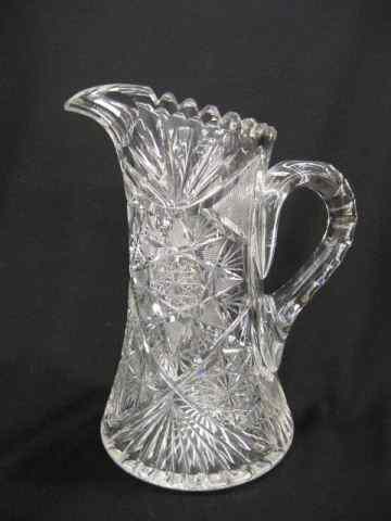 Appraisal: Cut Glass Pitcher fancy feathered star cross hatching brilliant period