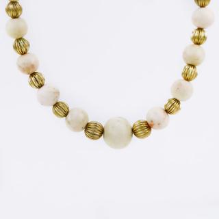 Appraisal: Vintage Angel Skin Coral Karat Yellow Gold Bead Necklace Vintage