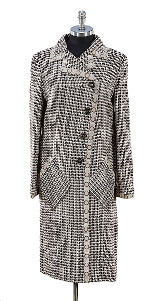 Appraisal: Women's Chanel black and white wool blend long jacket Shoulder