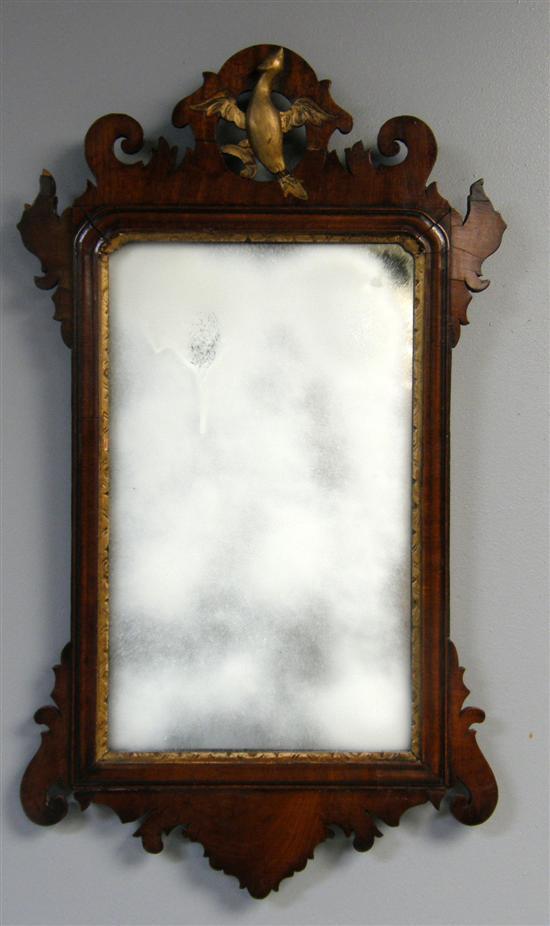 Appraisal: George III fretwork wall mirror the rectangular plate in a