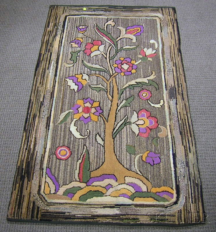 Appraisal: Flowering Tree Pattern Hooked Rug x in