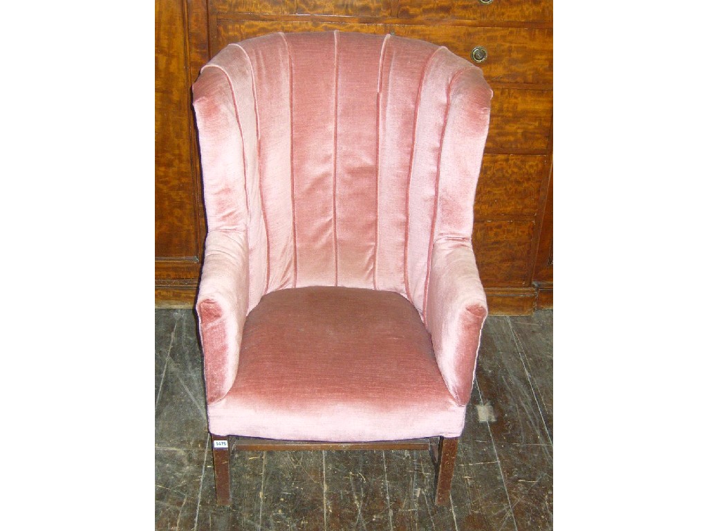 Appraisal: A Georgian style barrel back armchair with upholstered finish raised