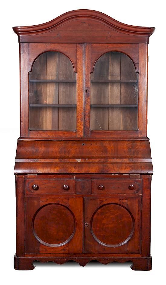 Appraisal: An American Empire Mahogany Secretary Bookcase Height x width x