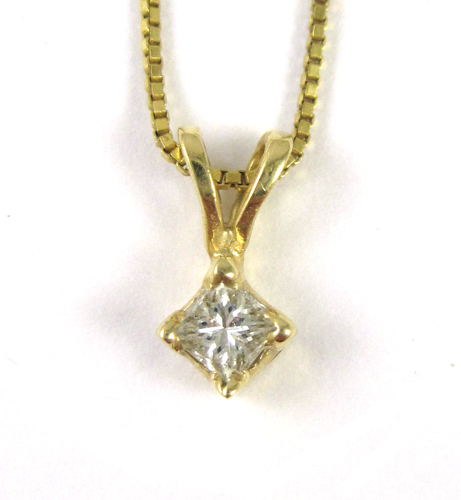 Appraisal: DIAMOND AND FOURTEEN KARAT GOLD PENDANT NECKLACE Suspended on a