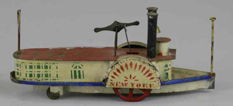 Appraisal: 'NEW YORK'' PADDLE WHEELER George Brown early American Tin hand