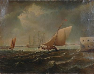 Appraisal: Continental School th Century Maritime scene Oil on canvas no