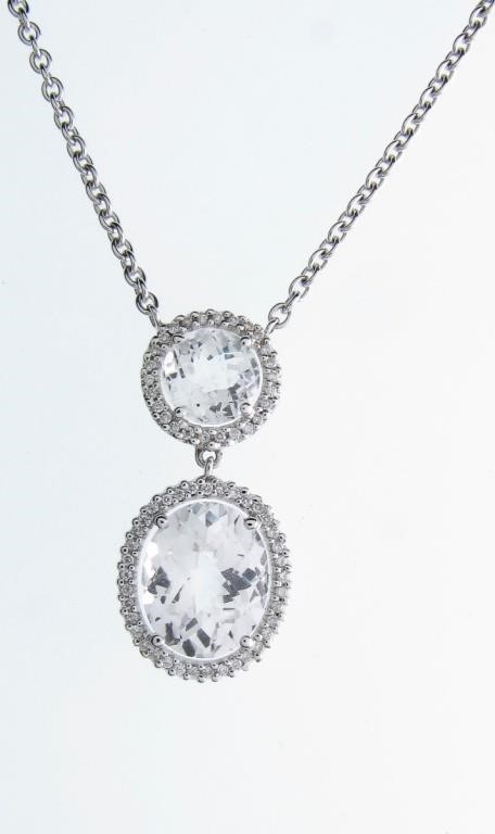 Appraisal: A lovely K white gold long necklace with a drop