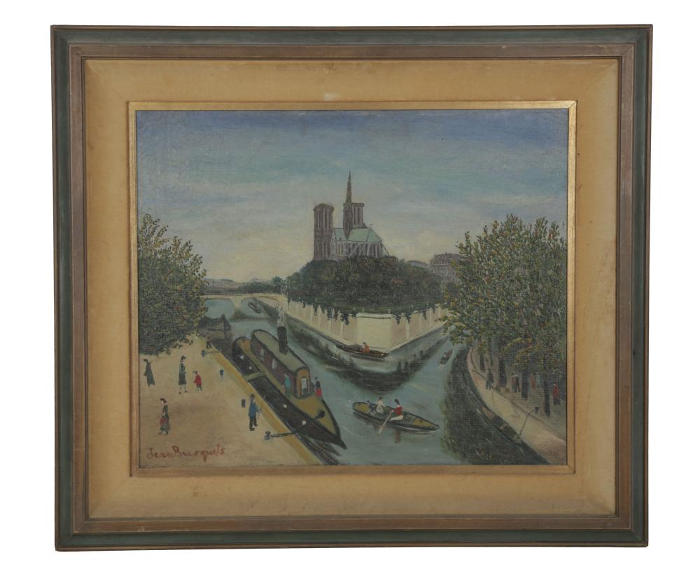 Appraisal: JEAN BUSQUETS - VIEW OF THE SEINE PARISoil on canvas