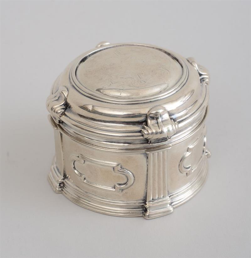 Appraisal: GEORGE II ARMORIAL SILVER CIRCULAR BOX AND COVER Charles Kaendler