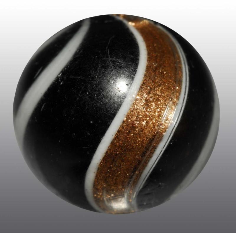 Appraisal: Opaque Lutz Marble Description Original surface Black opaque lutz with