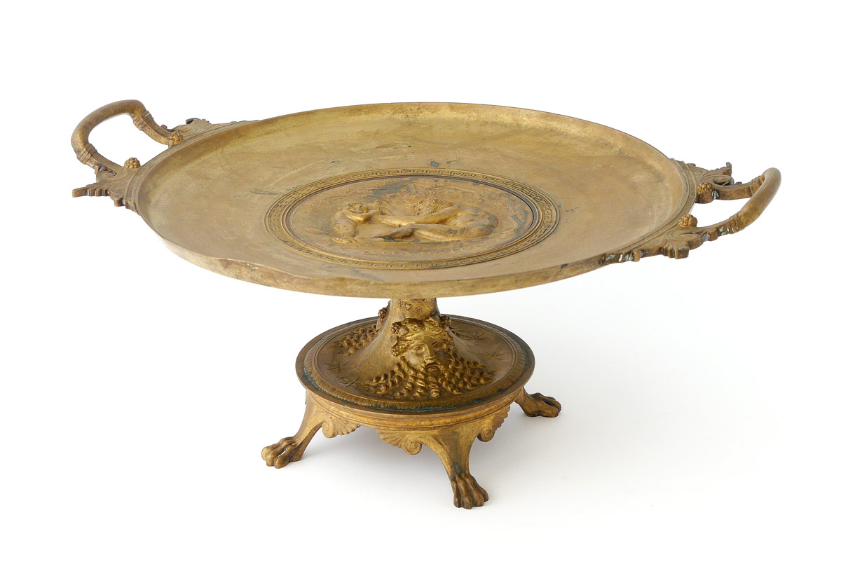 Appraisal: LEVILLAIN Ferdinand French - Gilt Bronze tazza with central medallion