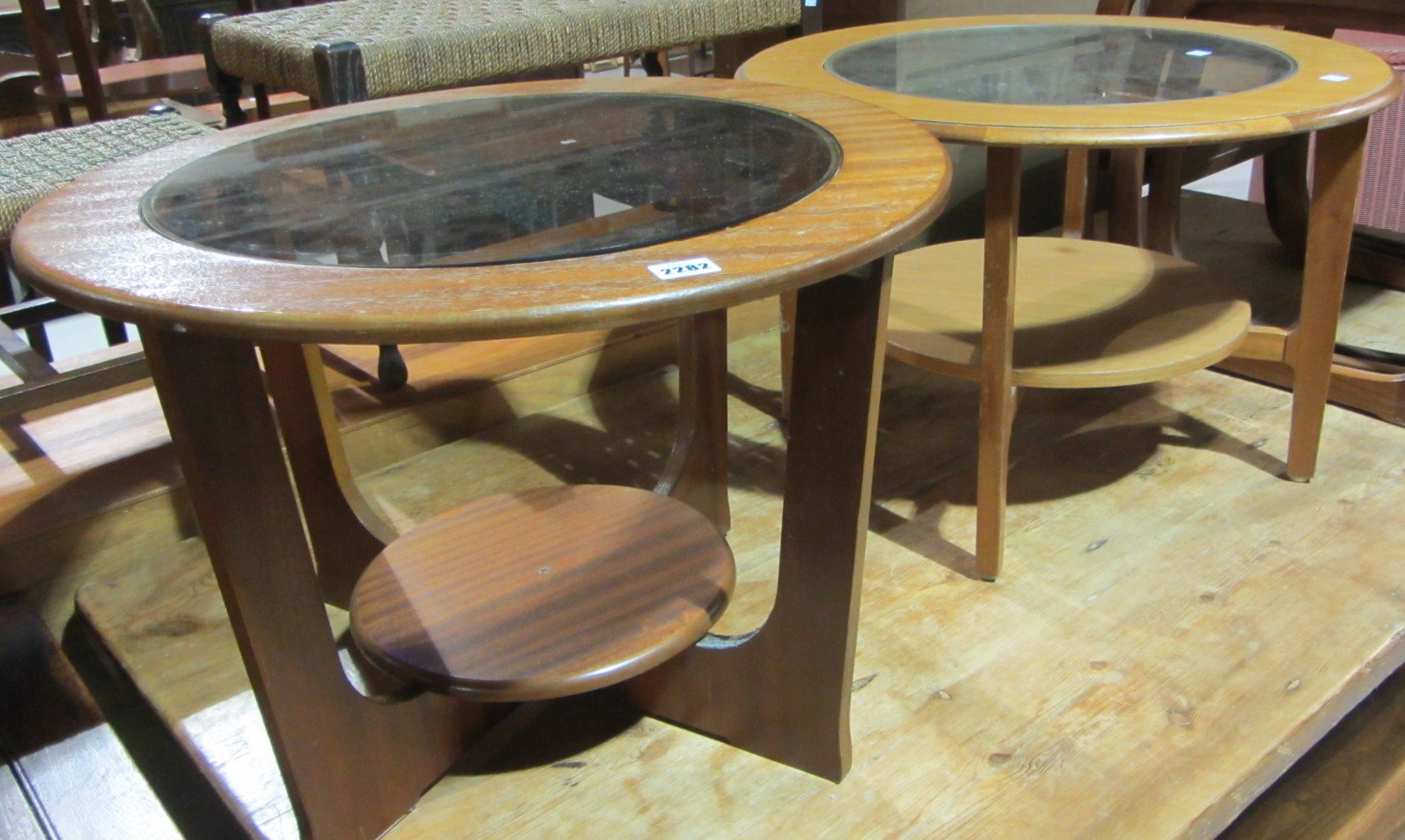 Appraisal: Two circular coffee tables