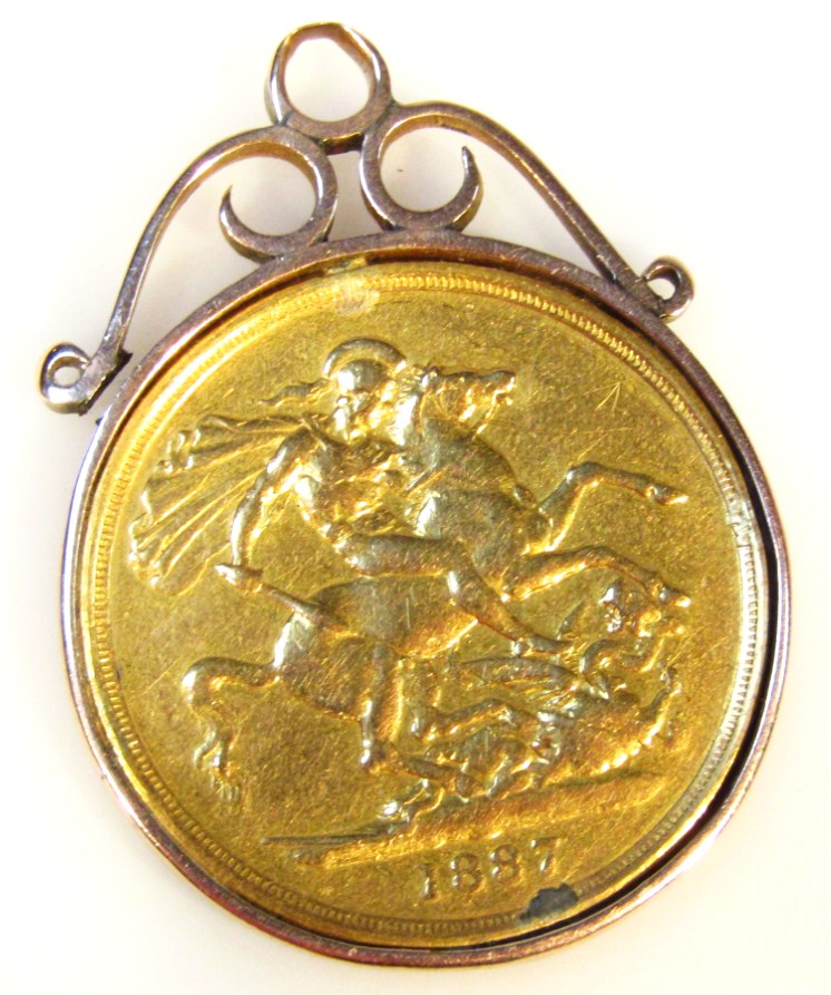 Appraisal: A Victorian gold double sovereign dated in yellow metal mount