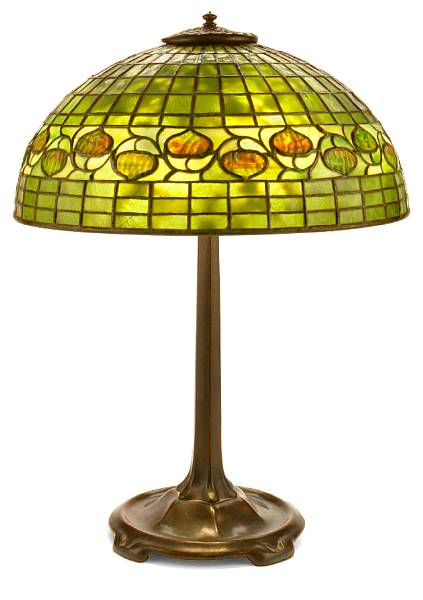 Appraisal: A Tiffany Studios leaded glass and bronze Acorn lamp -