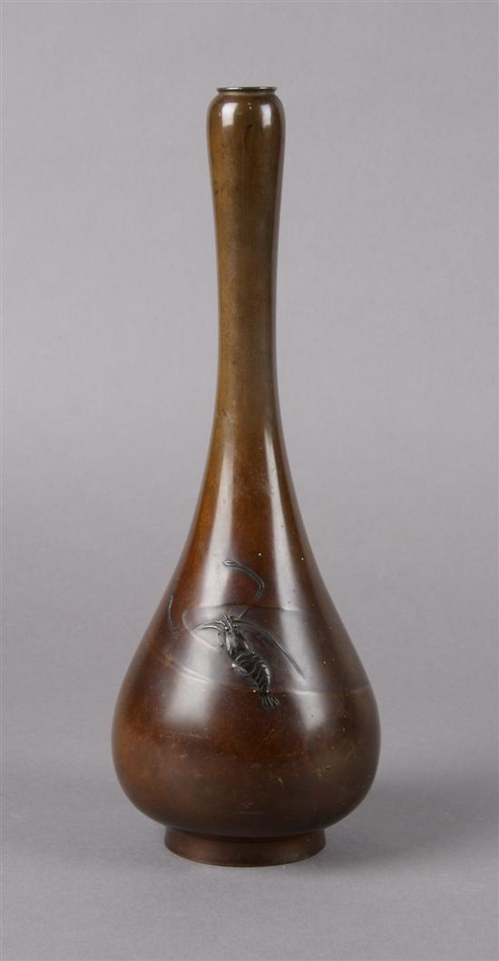 Appraisal: A Japanese Bronze Bottle Form Vase Height inches