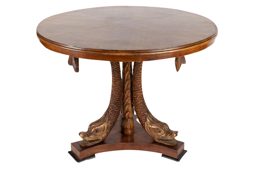 Appraisal: REGENCY-STYLE CARVED WOOD CENTER TABLEmodern unsigned the circular top on