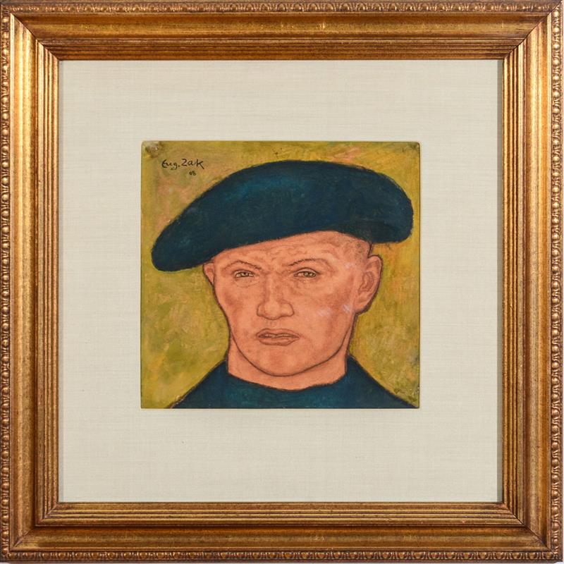 Appraisal: EUGENIUSZ ZAK - MAN IN A BERET Gouache on paper