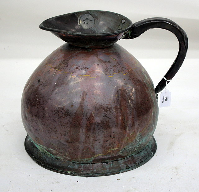 Appraisal: A GEORGE IV COPPER FOUR GALLON COPPER MEASURE with castellated