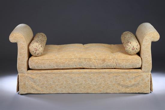 Appraisal: SLEIGH STYLE UPHOLSTERED CUT VELVET WINDOW SEAT early st century