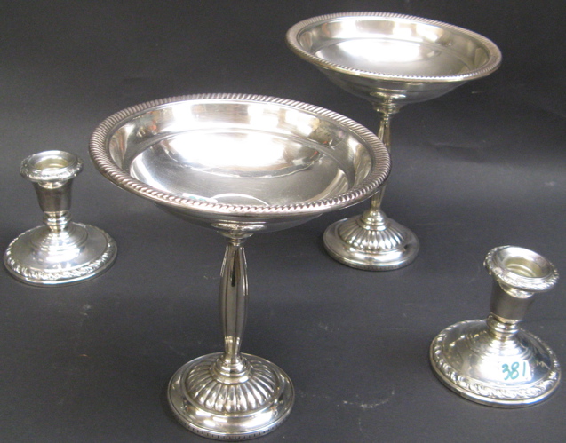 Appraisal: TWO PAIR OF STERLING SILVER TABLE ITEMS including compotes by