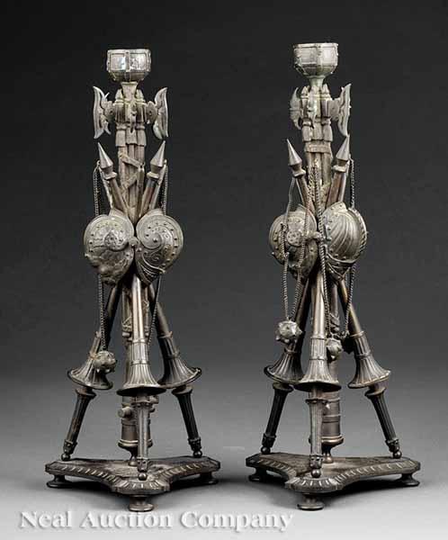 Appraisal: A Pair of Continental Bronze Candlesticks in the Renaissance Taste