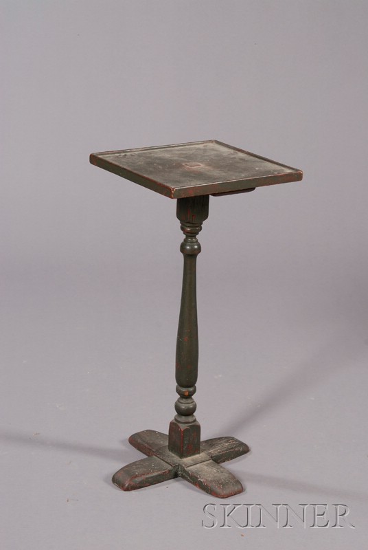 Appraisal: Two Cross-base Painted Candlestands New England the first green-painted ht