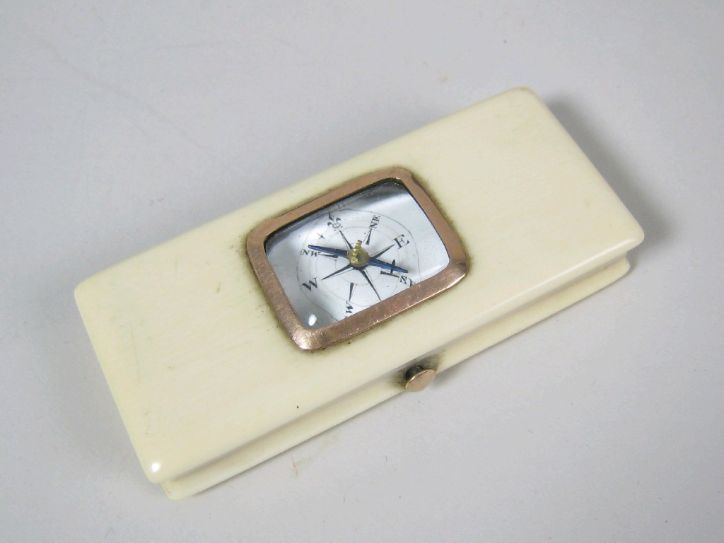 Appraisal: A th Century ivory cased Compass and Thermometer x in