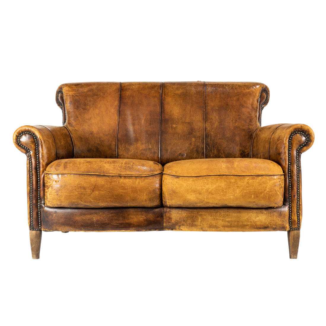 Appraisal: AN ART DECO LEATHER TWO-SEAT SOFA An Art Deco leather