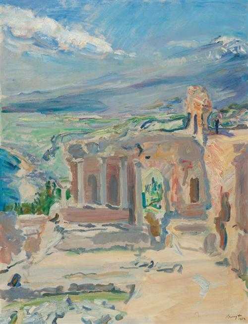 Appraisal: SLEVOGT MAX Landshut - Neukastel The theatre in Taormina Oil