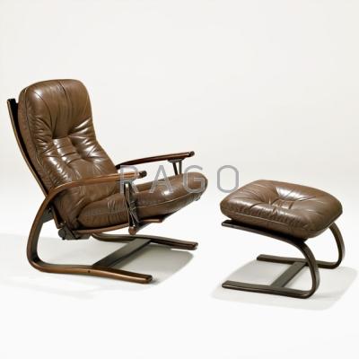 Appraisal: INGMAR RELLING WESTNOFA Reclining lounge chair and ottoman Norway s