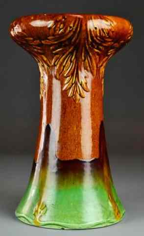 Appraisal: American Glazed Pottery Umbrella StandProbably McCoy with raised relief decoration