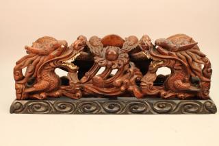 Appraisal: Antique Carved Chinese Rosewood Dragon Figures Antique Carved Chinese Rosewood