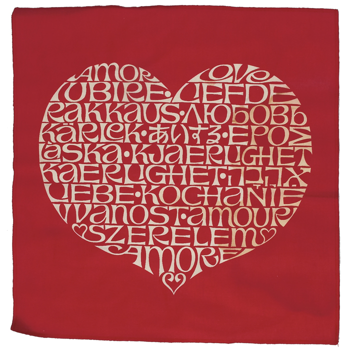 Appraisal: Alexander Girard International Love Heart fabric panel features the word