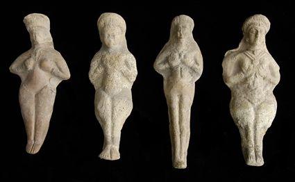 Appraisal: FOUR PERSIAN TERRACOTTA FERTILITY FIGURES to in