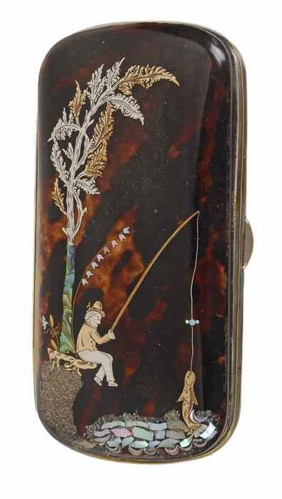 Appraisal: A late Victorian tortoiseshell and inlaid cigar case oblong the