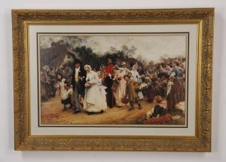 Appraisal: Framed lithograph after Samuel Luke Fildes Framed lithograph depicting a