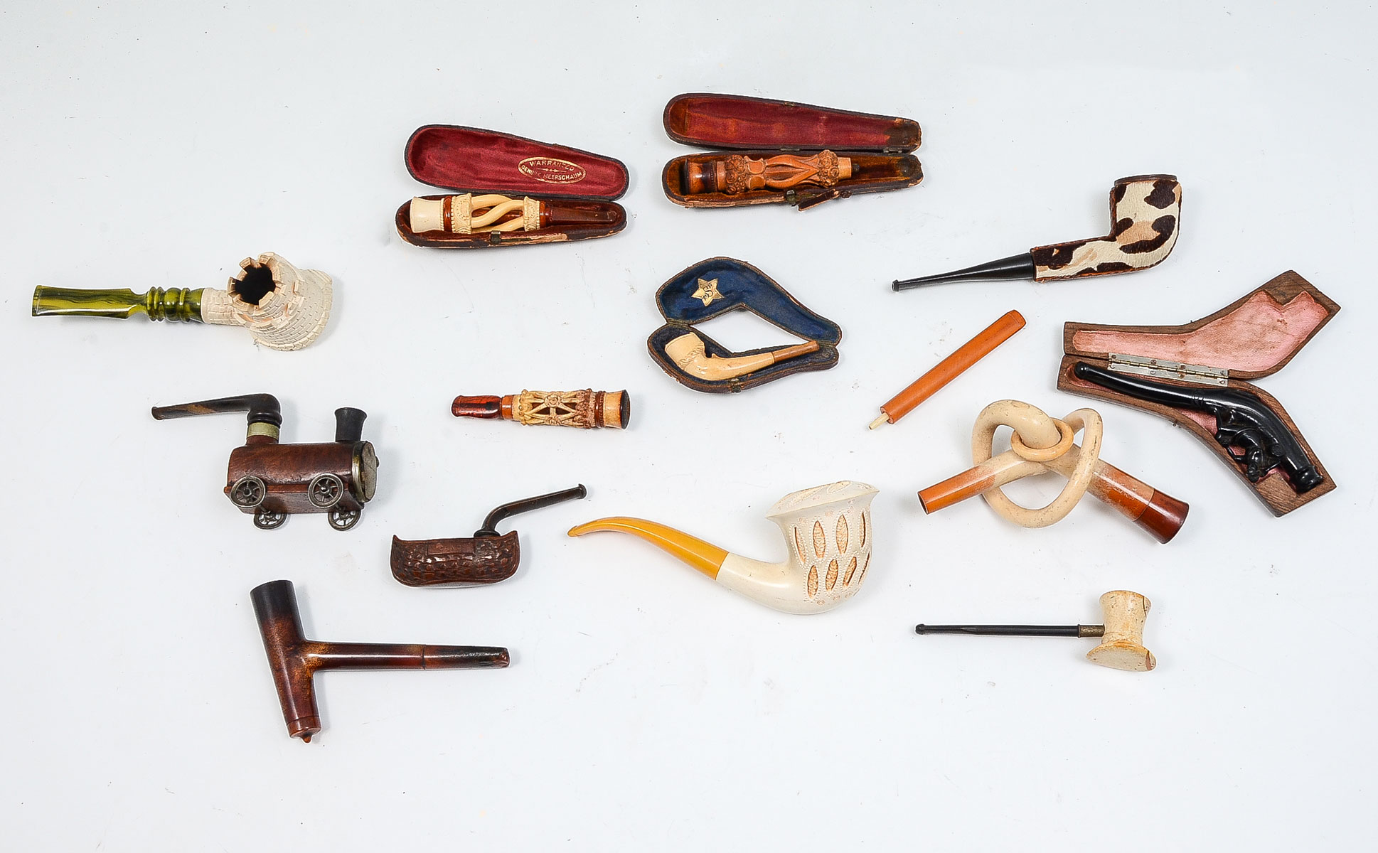 Appraisal: COLLECTION OF PIPES CHEROOT HOLDERS STEMS pipes - are Meerschaum