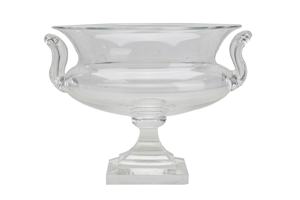 Appraisal: STEUBEN FOOTED CENTER BOWLsigned Steuben to underside with handles inches