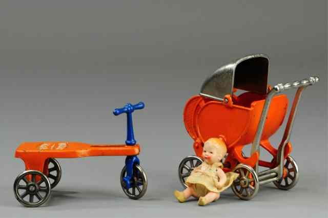 Appraisal: KILGORE BABY CARRIAGE AND KIDS KAR Both cast iron painted