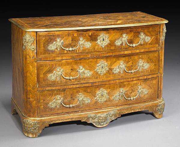 Appraisal: A R gence gilt bronze mounted parquetry and rosewood commode