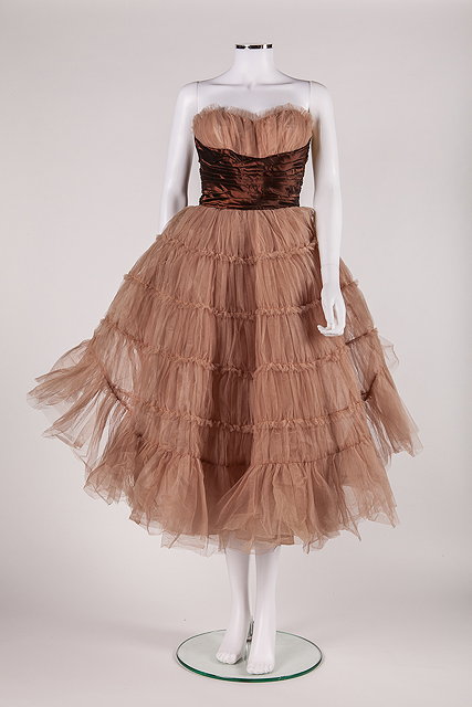 Appraisal: A s Emma Domb brown taffeta evening dress strapless with