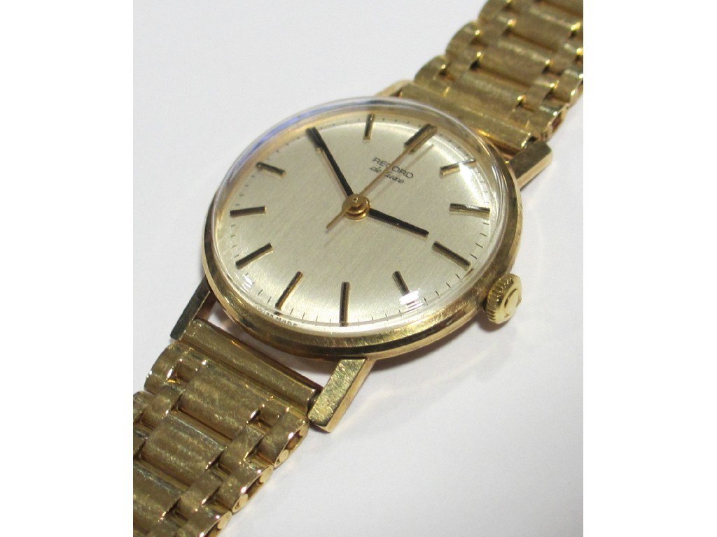 Appraisal: A ladies Record De Luxe ct gold wrist watch with