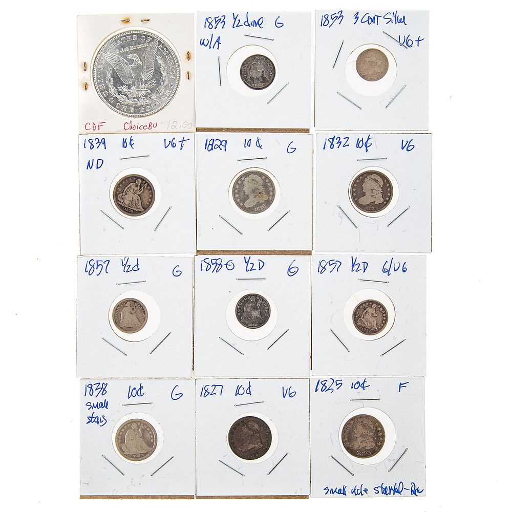 Appraisal: Early US Silver Type Coins -O MS Morgan Capped Bust