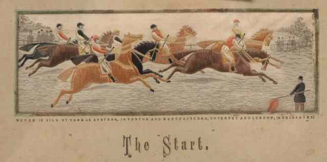 Appraisal: FOUR STEVENGRAPH SILK PICTURES consisting of 'The Start' 'The Good