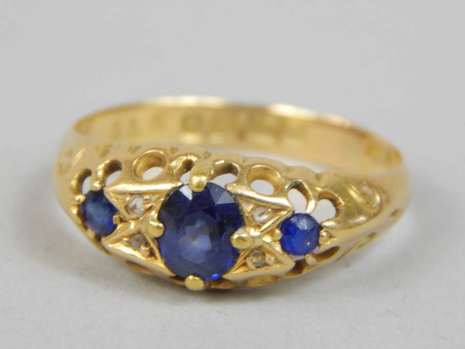 Appraisal: An ct gold dress ring set with sapphire and diamonds