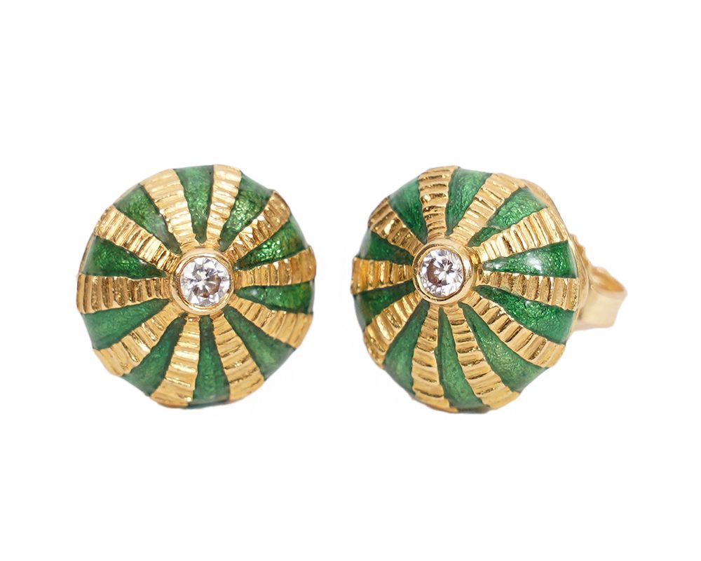 Appraisal: Tiffany Schlumberger Diamond Enamel Earrings Tiffany Co Schlumberger pierced earrings