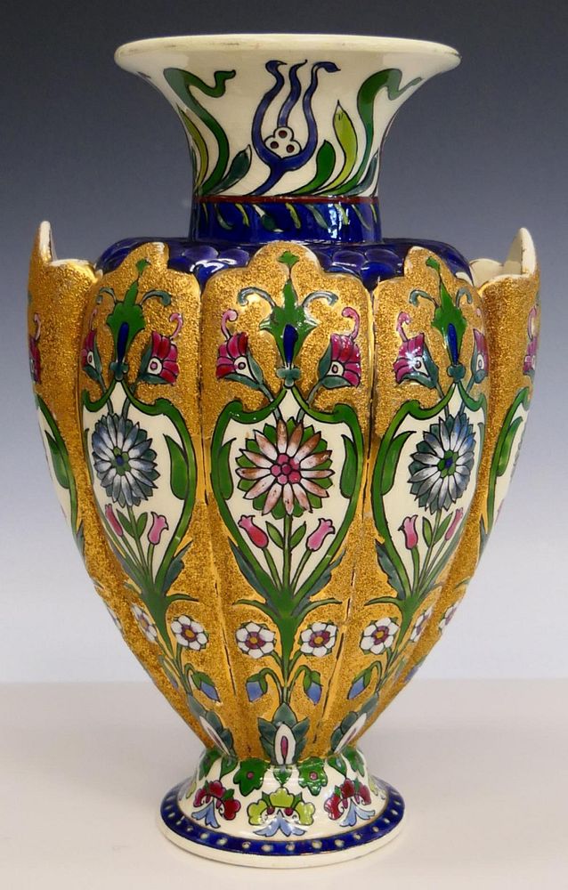 Appraisal: BUDAPEST HUNGARIAN GILT PORCELAIN FLORAL VASE Art Nouveau Budapest Hungarian